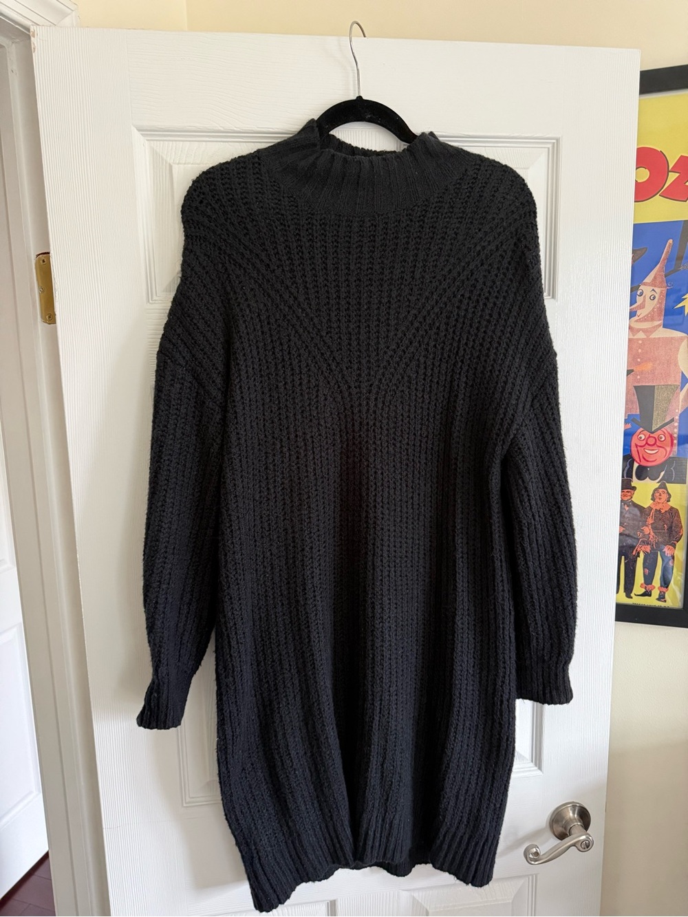 Old Navy Black Chunky Knit Cowlneck Sweater Dress